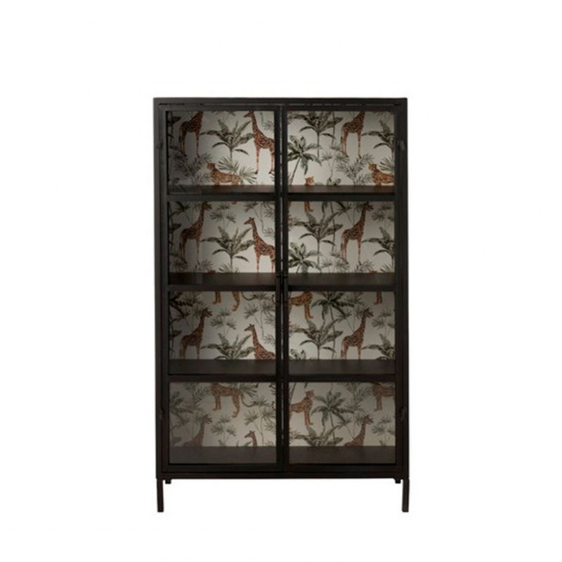 Venta de armarios de color negro con fondo de animales y jirafas.